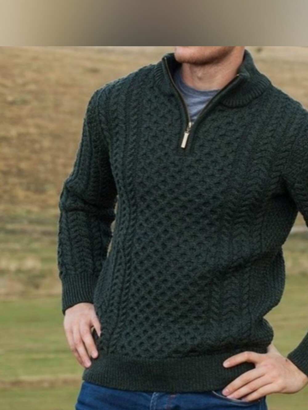 Original Aran Co. Made in Ireland Merino Wool Half Zip Magee Sweater. XXL. EUC.